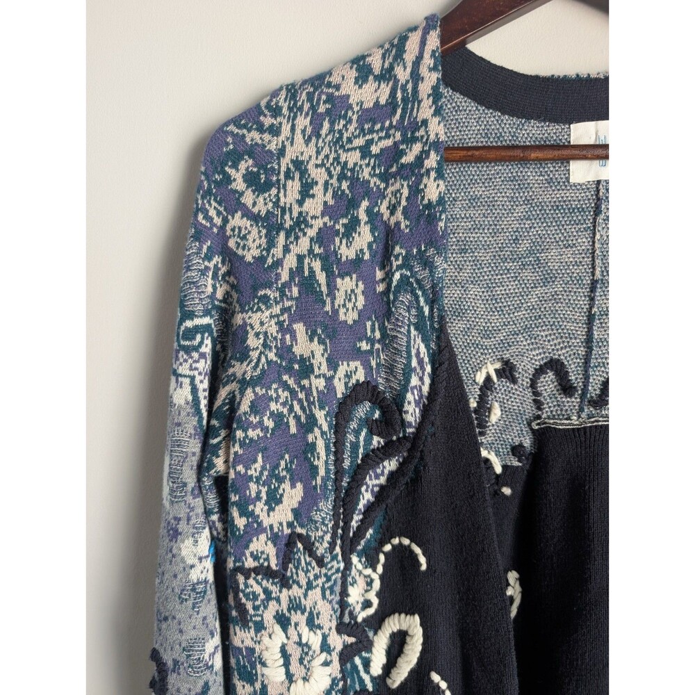 Anthropologie HWR Emma Cardigan Sweater M Wool Embroidered Floral Cottagecore - Picture 2 of 15